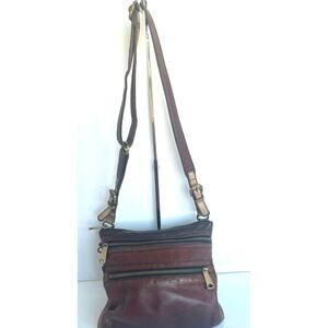 FOSSIL Explorer Hobo Dark Brown Leather Shoulder Crossbody Bag Purse
